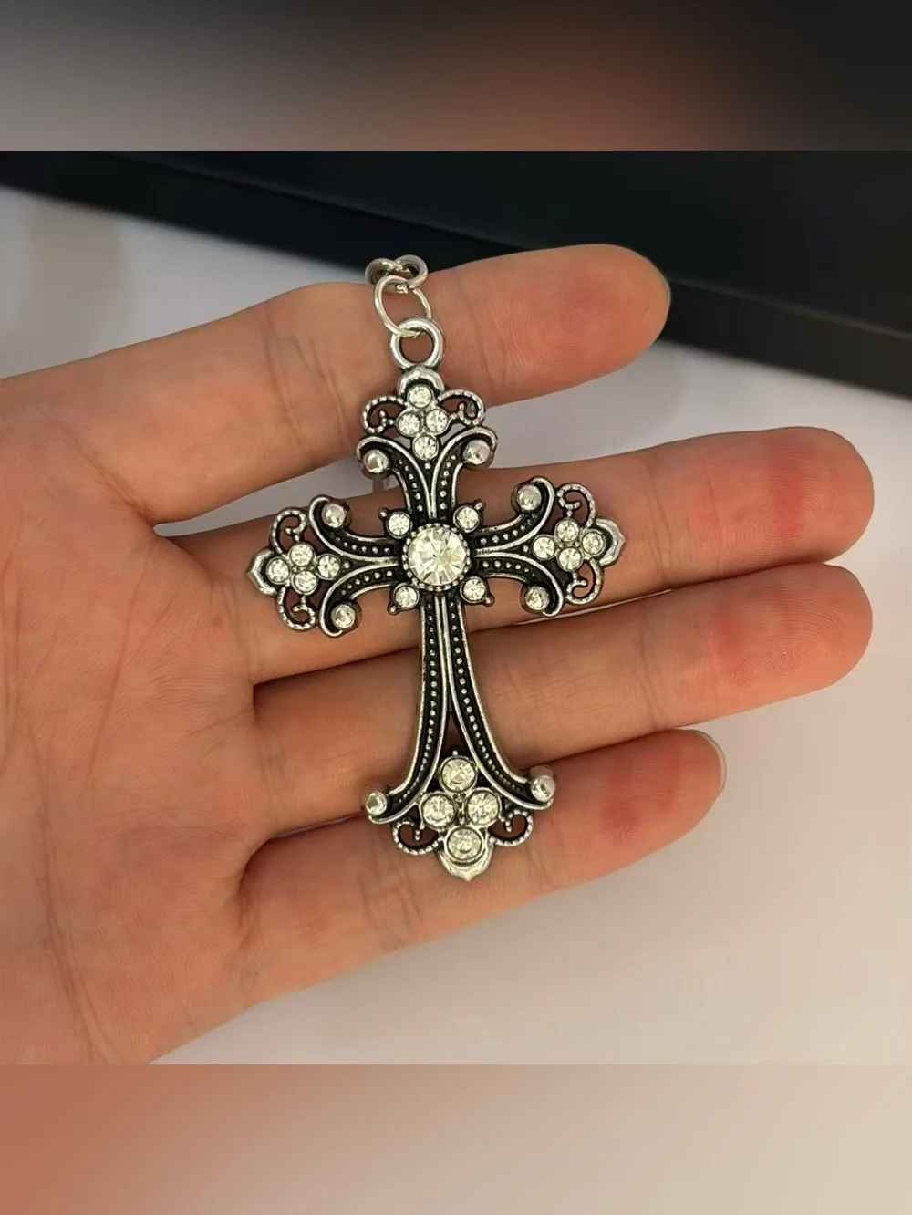 CZ Cross Keychain Charm for Men Women Car Keychain Key Ring Bag Charm